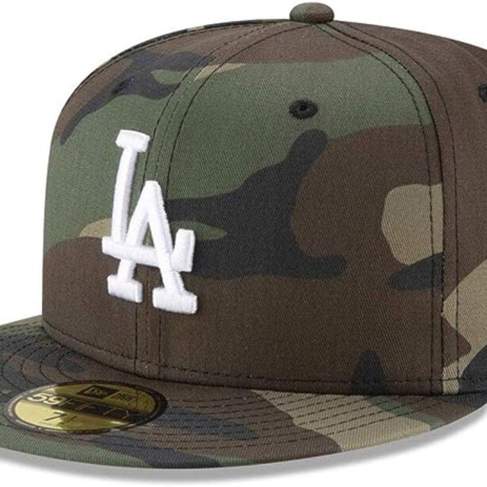 New Era x MLB Men's Los Angeles Dodgers Basic 56Fifty Fitted Hat Woodland Camo